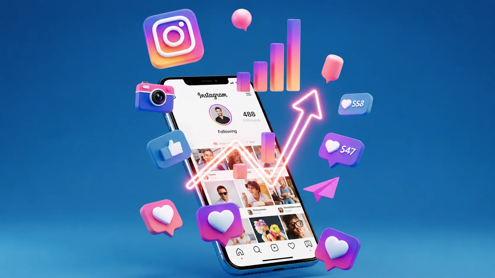 Instagram-Beitrag auf dem Smartphone mit Reaktionen und Reichweite