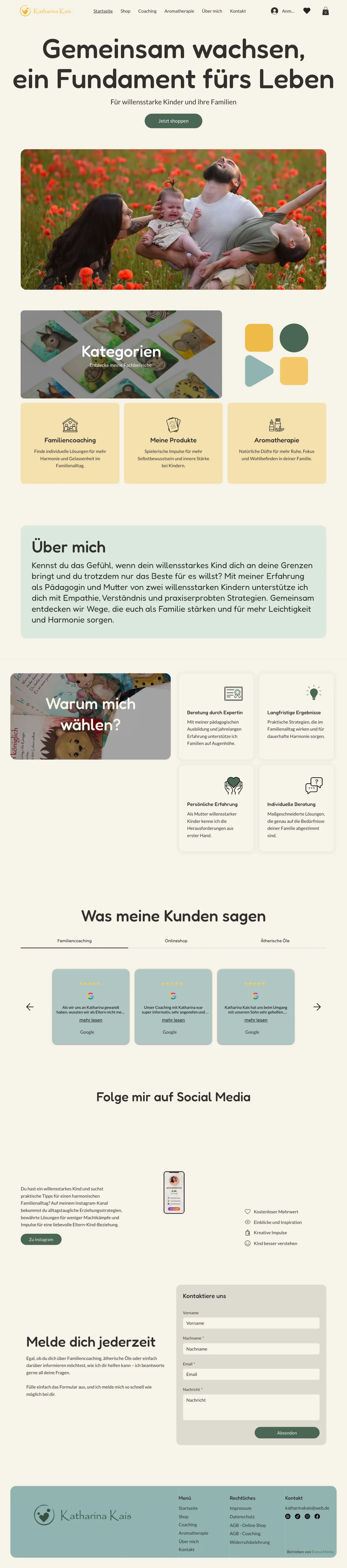 Die komplette Website von Familiencoach Katharina Kais, gebaut von Eneva Media